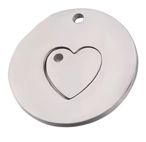 SSCIHEIN3 Stainless Steel Heart Inside Circle Pendant Metal Blank