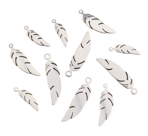 SSFEAT15 Stainless Steel Feather Pendant Metal Blank