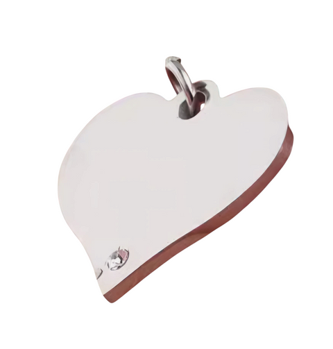 SSHEASTONE12 Stainless Steel Heart with Clear Cubic Zirconia Pendant Metal Blank