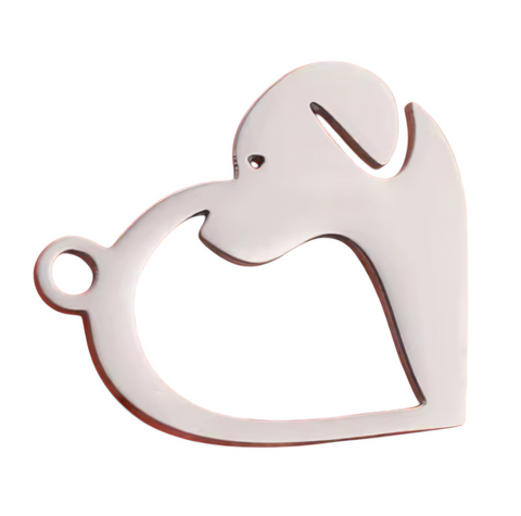 SSHEDOG13 Stainless Steel Dog with Heart Pendant Metal Blank