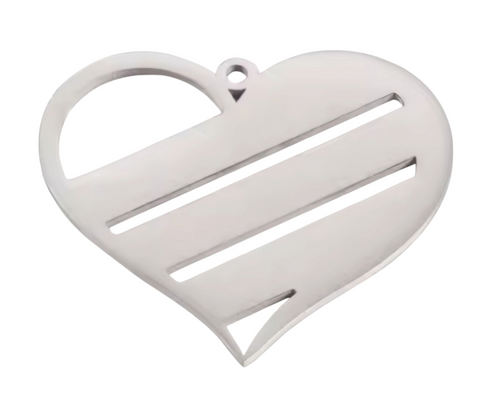 SSHEL311 Stainless Steel Large Heart with Three Names Pendant Metal Blank