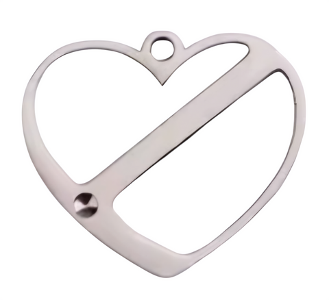 SSNAME117 Stainless Steel Heart with One Name and Stone Pendant Metal Blank