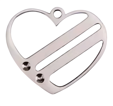 SSNAME218 Stainless Steel Heart with Two Names and Stones Pendant Metal Blank