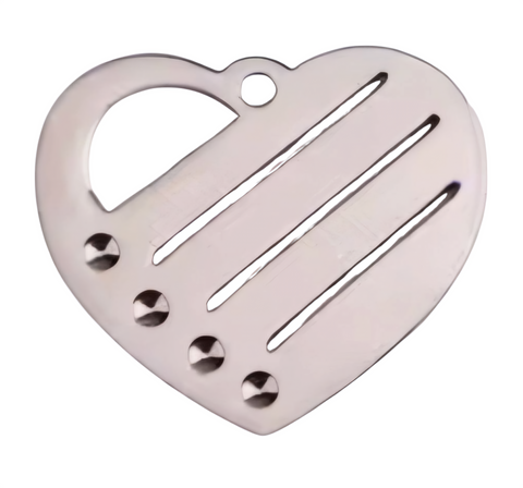 SSNAME419 Stainless Steel Heart with Four Names and Stones Pendant Metal Blank