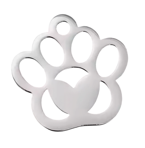 SSPAWH16 Stainless Steel Paw Print with Heart Pendant Metal Blank