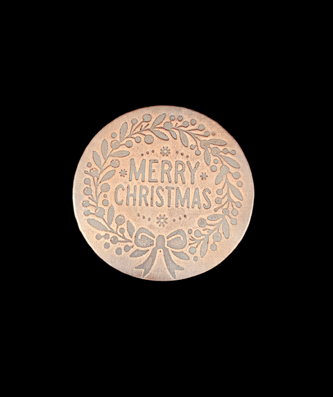 TMS-0012 Merry Christmas Wreath Textured Ornament Metal Blank