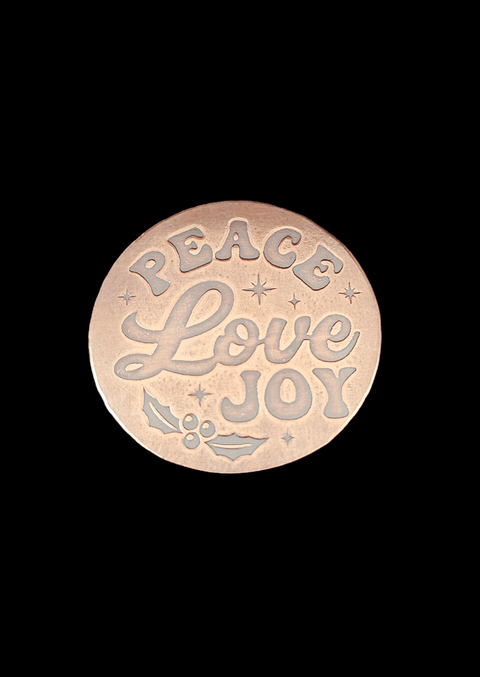 TMS-0020 Peace Love Joy Textured Ornament Metal Blank