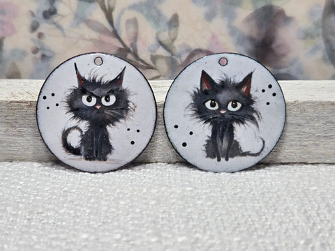 20623 Quirky Black Cats Earring Sets – Enamel & Ceramic Decals