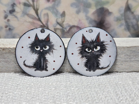 20623 Quirky Black Cats Earring Sets – Enamel & Ceramic Decals