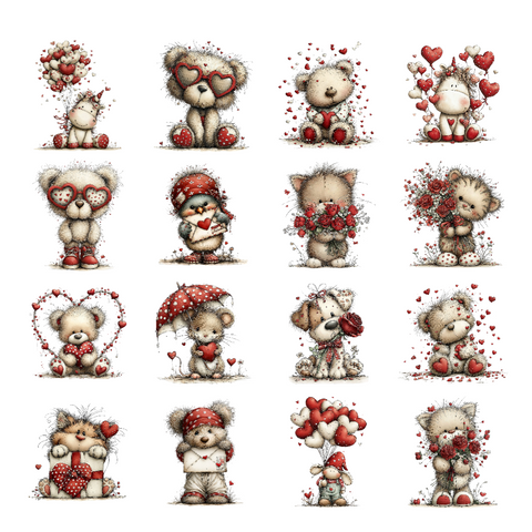 20809 Sweetheart Critters – Waterslide Decal for Enamel, Glass & Ceramic