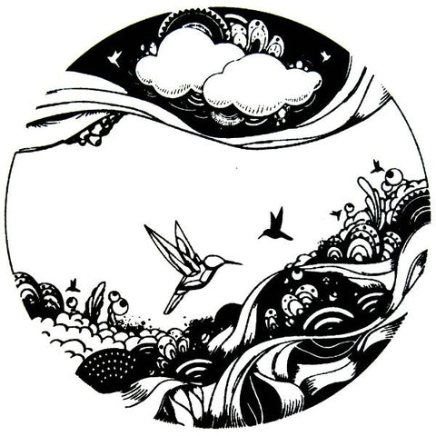 Artsy Hummingbirds Enamel Glass Decal - Black