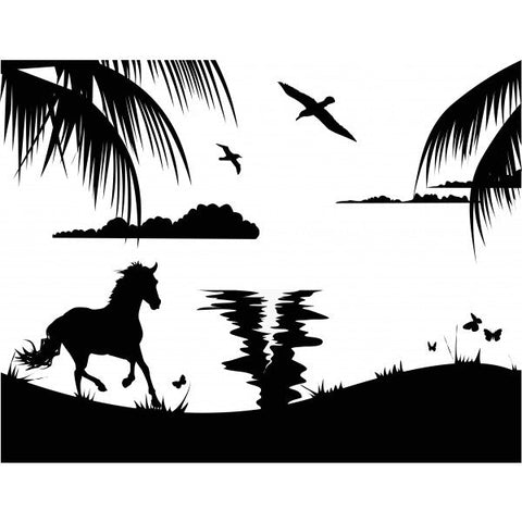 Horse in the Wild Enamel Glass Decal - Black