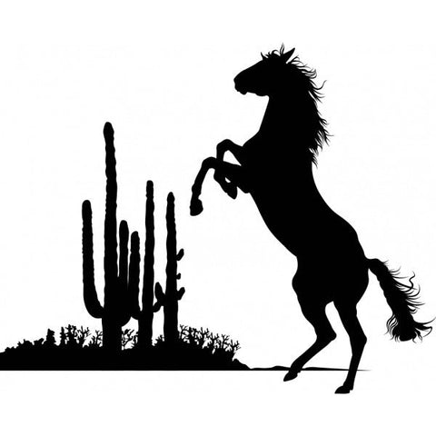 Bucking Horse Enamel Glass Decal - Black