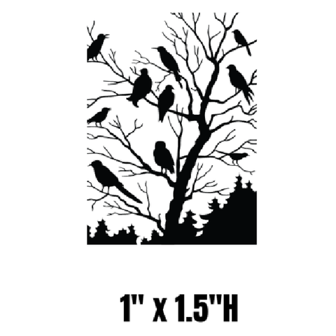 Bird Gathering Enamel Glass Decal - Black