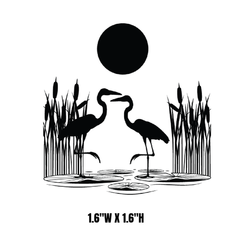 Twin Herons Enamel Glass Decal - Black