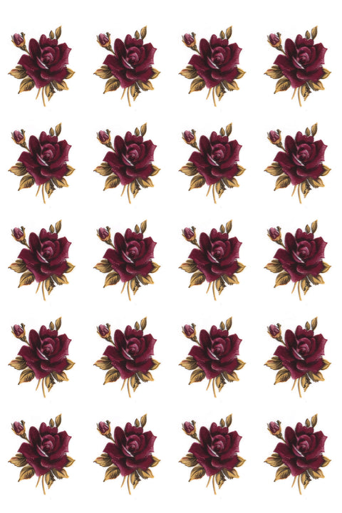 Flowers Cecily Burgundy Pink Rose Ceramic Decals