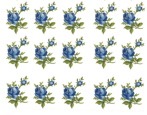 Flowers Blue Roses Ceramic Decals