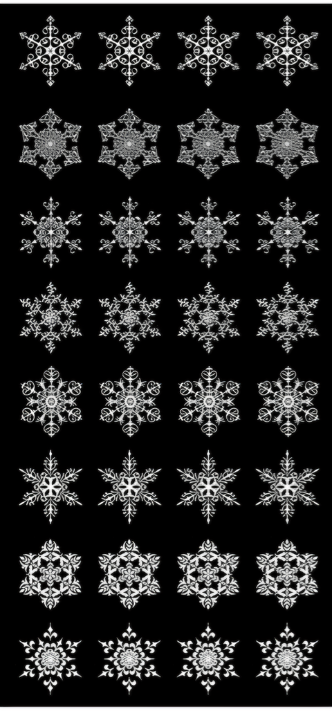 White Snowflakes 0.5 Inch Fused Glass Decals