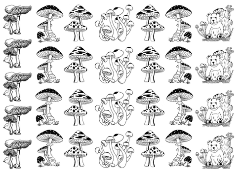 Mushrooms 7/8" to 1-1/8" Black Fused Glass Decals