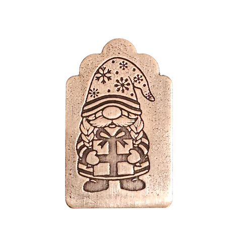 TMS-6536-10 Elf With Present Textured Ornament Metal Blank