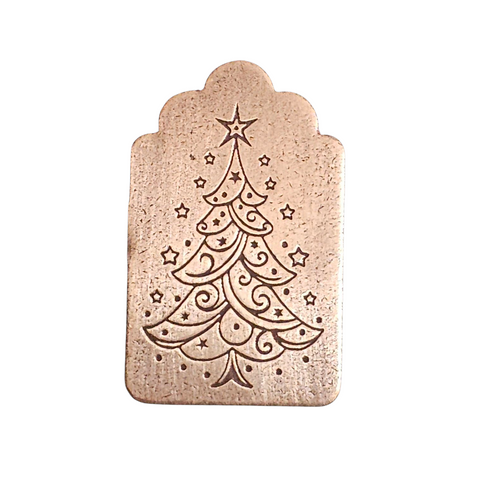 TMS-6536-11 Christmas Tree Textured Ornament Metal Blank