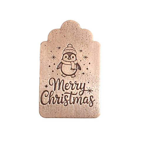 TMS-6536-12 Penguin Merry Christmas Textured Ornament Metal Blank