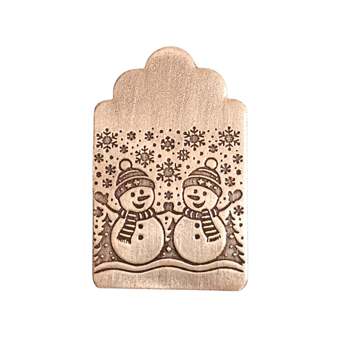 TMS-6536-3 Snowmen Textured Ornament Metal Blank