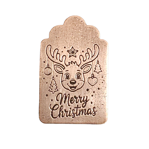 TMS-6536-4 Reindeer Merry Christmas Textured Ornament Metal Blank