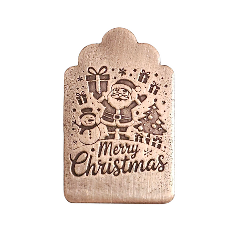 TMS-6536-6 Santa Merry Christmas Textured Ornament Metal Blank