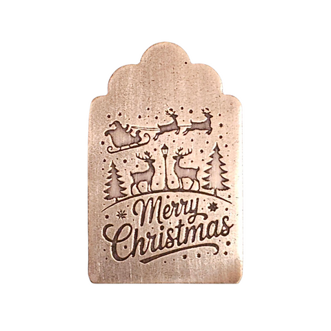 TMS-6536-8 Merry Christmas Textured Ornament Metal Blank