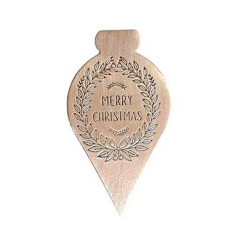 TMS-808-4 Merry Christmas Wreath Textured Ornament Metal Blank