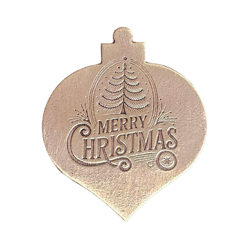TMS-816-5  Merry Christmas Tree Textured Ornament Metal Blank
