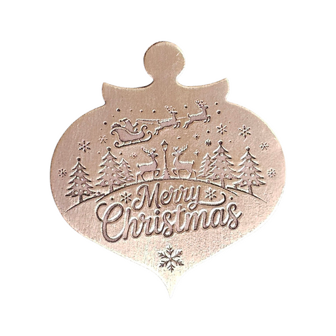 TMS-825-2 Merry Christmas Textured Ornament Metal Blank