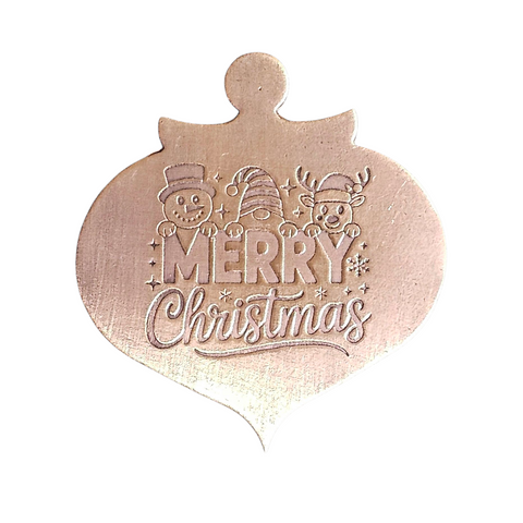 TMS-825-4 Merry Christmas Textured Ornament Metal Blank