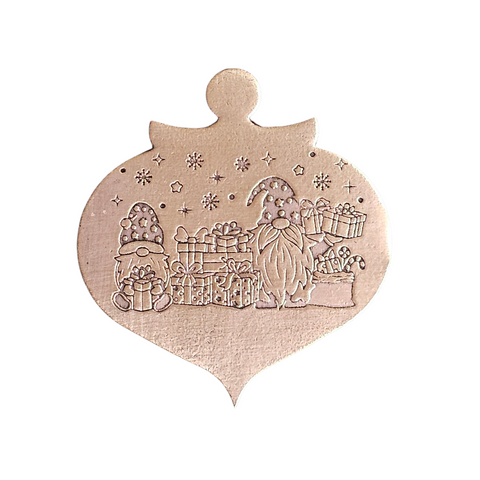 TMS-825-6 Elves and Presents Textured Ornament Metal Blank