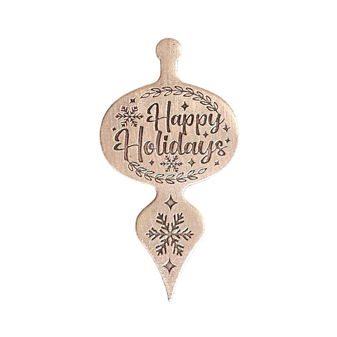 TMS-855-6 Happy Holidays Textured Ornament Metal Blank