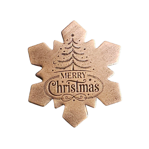 TMS-870-2 Snowflake "Merry Christmas" Textured Ornament Metal Blank