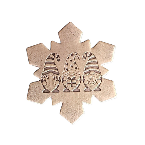 TMS-870-3 Snowflake "Three Elves" Textured Ornament Metal Blank