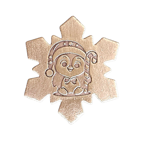 TMS-870-5 Snowflake "Penguin" Textured Ornament Metal Blank