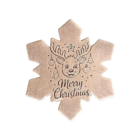TMS-870-6 Snowflake "Reindeer Merry Christmas" Textured Ornament Metal Blank