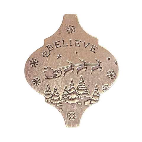 TMS-877-3 "Believe" Textured Ornament Metal Blank