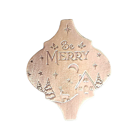 TMS-877-6 "Be Merry" Textured Ornament Metal Blank