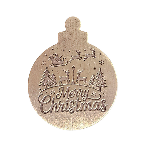 TMS-878-2 Merry Christmas Textured Ornament Metal Blank