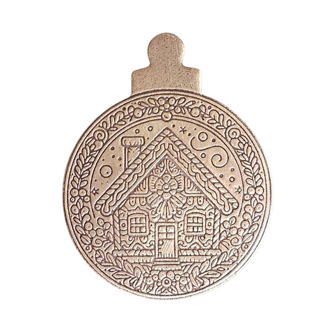 TMS-878-5 Gingerbread House Textured Ornament Metal Blank