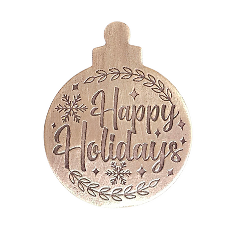 TMS-878-6 Happy Holidays Textured Ornament Metal Blank