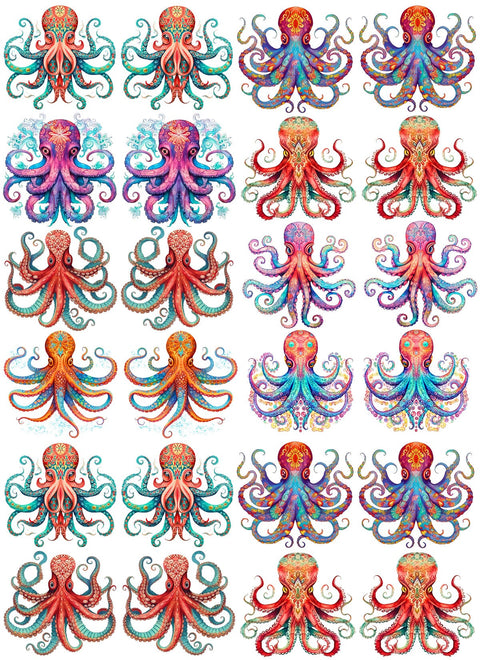 20259 Watercolor Octopus – Waterslide Decal for Enamel, Glass & Ceramic
