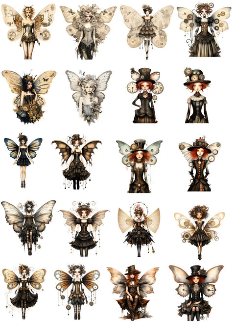 20263 Steampunk Fairies – Waterslide Decal for Enamel, Glass & Ceramic