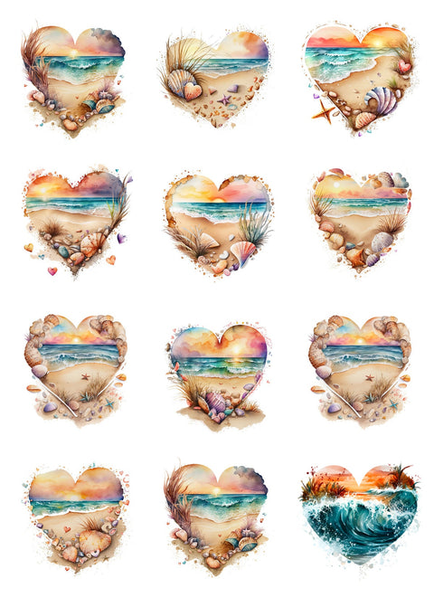 20328 Ocean Scene Hearts – Waterslide Decal for Enamel, Glass & Ceramic