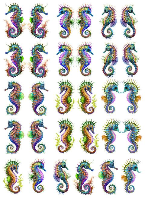 20329 Colorful Sea Horses – Waterslide Decal for Enamel, Glass & Ceramic