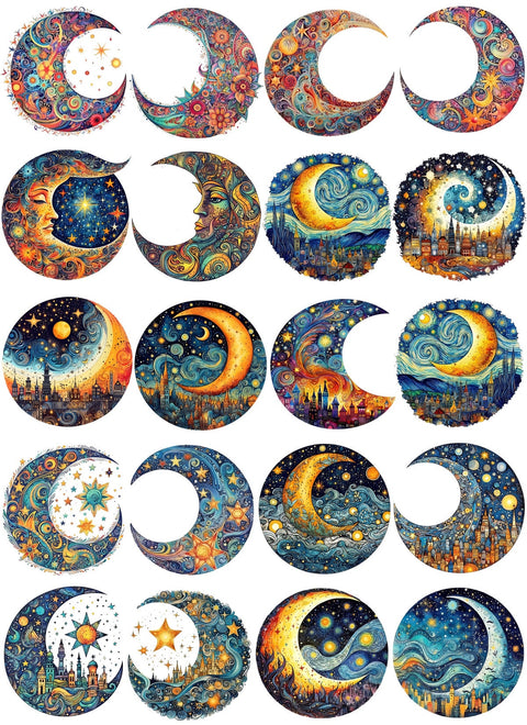 20333 Van Gogh Style Moons Earring Sets – Waterslide Decal for Enamel, Glass & Ceramic
